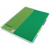 Bloknotas ADAMANT, Optima, A4, langeliais, 120 lapų, 70gsm, su spirale šone, žalios sp. plastikinis viršelis