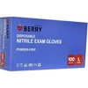 Blue Mėlyna Vienkartinės nitrilinės pirštinės BERRY Mėlyna, L dydis, mėlynos sp., be pudros, 100 vnt.