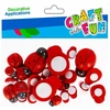 Dekoracija iš medžio CRAFT with FUN Ladybirds, lipni, 24 vnt., įvairių dydžių