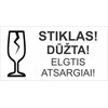 Informacinis lipdukas siunčiamų prekių pakuotės ženklinimui STIKLAS! DŪŽTA!, 100x51mm, 100 vnt.