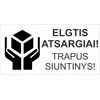 Informacinis lipdukas siunčiamų prekių pakuotės ženklinimui ELGTIS ATSARGIAI!, 100x51mm, 100 vnt.