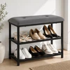 Perfectmarketsource Hk Batų lentyna su suoliuku, 61x31x51 cm, pilka/juoda
