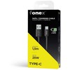Data Cable USB to Type-C 25W 1.5m By Fonex Juodas