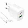 Puro PROLITE 25W USB-A / USB-C wall charger + USB-C – USB-C cable 1.2m – baltos spalvos
