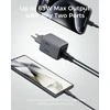 Sieninis įkroviklis 67W 2xUSB-C, 1xUSB, PD GaN by Aukey Dark Pilkas