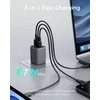 Sieninis įkroviklis 67W 2xUSB-C, 1xUSB, PD GaN by Aukey Dark Pilkas