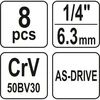 Ilgų galvučių komplektas 1/4"8vnt