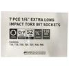 Įpresuotų antgalių rinkinys | 6.3 mm (1/4") | T-Star (Torx) S2 | T10 - T40 | 7 vnt.