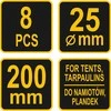 Kilpos elastinės tentams 200mm 8vnt