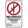Plastikinė lentelė "Nejungti"180x290mm