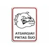 Plastikinė lentelė "Piktas šuo "baltas 180x120mm