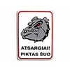 Plastikinė lentelė "Piktas šuo "pilkas 180x120mm