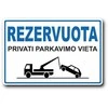 Plastikinė lentelė REZERVUOTA 200x300mm