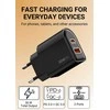 Greitojo įkrovimo įkroviklis FIT2 K22 30W su USB-C PD ir USB-A QC, baltas