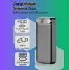 Greitojo įkrovimo išorinė baterija FIT2 K52-6 20000mAh 22.5W su įmontuotais kabeliais, juoda