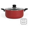 Puodas su stiklo dangčiu Livoo MEP151R Premier Chef, 28 cm, aliuminis, neprisvylanti danga, raudonas