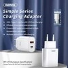 Remax RP-U37 sieninis įkroviklis USB - USB-C 18W - Baltas