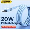 Greito įkrovimo kabelis REMAX RC-C056 20W PD skystas silikonas USB-C į Lightning, 1m: Spalva - Violetinė