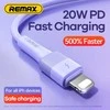 Greito įkrovimo kabelis REMAX RC-C056 20W PD skystas silikonas USB-C į Lightning, 1m: Spalva - Mėlyna