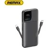 Išorinė baterija (Powerbank) REMAX RPP-657 10000mAh 2.4A su įmontuotais kabeliais ir ekranu, juoda