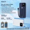 Išorinė baterija (Powerbank) REMAX RPP-500 10000mAh su įmontuotais Type-C ir Lightning kabeliais, juoda: Spalva - Šviesiai mėlyna