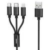 REMAX Sury 2 serijos 3-in-1 3A įkrovimo kabelis RC-070th (USB į Type C, iPhone, Micro): Spalva - Sidabrinė