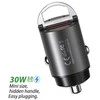 Automobilinis įkroviklis REMAX RCC110 Mini 30W USB + USB-C, greitas: Spalva - Tamsiai pilka