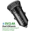 Automobilinis įkroviklis 2x USB, Remax RCC236, 2.4A (juodas) + 3 viename laidas