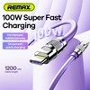 Greito įkrovimo kabelis REMAX RC-C055 100W cinko lydinio su apšvietimu USB-C į USB-C: Spalva - Violetinė