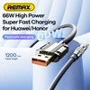 Greito įkrovimo kabelis REMAX RC-C052 66W cinko lydinio su apšvietimu USB-A į USB-C: Spalva - Tamsiai pilka