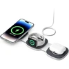 Sulankstomas belaidis įkroviklis T1 3in1 MagSafe 15W, tamsiai pilkas