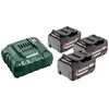 Akumuliatorius Metabo 18 V; 4,0 Ah; Li-ion; 3 vnt. + pakrovėjas Metabo ASC 30-36