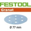 Festool Šlif. popierius eksc. šlifuokliui; Granat; Ø77 mm; P180; 50vnt.