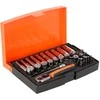 Galvučių, terkšlės ir priedų rinkinukas 4-13mm, antgaliai PH,HEX,TORX 1/4" 37vnt blisteryje. Bahco