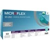 Vienkartinės nitrilinės ir neopreninės pirštinės Ansell Microflex 93-260, L dydis (8,5-9), 50 vnt pakuotėje, tekstūruoti pirštai, žalios, storis 0,20mm.