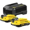 Priedų rinkinys Stanley Starter Set V20; 18 V; 2x2,0 Ah + pakrovėjas