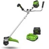 Žoliapjovė - trimeris Greenworks 60V su dviračio tipo rankenomis GD60BCBK4 (Komplektuojama su 4Ah akumuliatoriumi ir krovikliu)