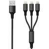 2GO USB laidas USB-A – USB-C + microUSB + Lightning 1,5 m Juodas (797155)