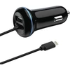 Įkroviklis 2GO USB-kroviklis samochodowa 2400mA Lightning + 1x USB 1,4m juoda