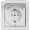 ABB Lizdas su įžeminimu, su atlenkiamu dangteliu, 250 V/16 A, IP44, su rėmeliu, baltas