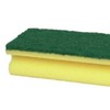 Abena Šveitimo kempinė 14x7x4,2cm - Žalia/geltona, nailonas/poliesteris/polieteris, šiurkštus šveitimo efektas - 10 vnt.