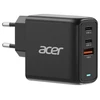 ACER Adapteris 67W PD GaN charger,USB-C,USB-A,EU plug,Juodas