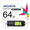 ADATA UC300, 64 GB, USB C tipo, 3.2 kartos 1 (3.1 kartos 1), 100 MB/s, išstumiamas, juodas, žalias