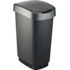 Waste bin, Rotho Twist, juodas, plastikas, 50 l, juodas lid with pilkas rim, for source separation