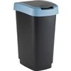 Rotho Twist šiukšliadėžė, juodo plastiko, 25 l, juodu dangčiu su mėlynu kraštu.