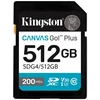 Atminties kortelė Kingston Technology Kingston Canvas Go Plus SD kortelė 512 GB SDXC Gen4 200 MB/s UHS-I V30