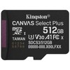 „Kingston Technology“ 512 GB „micSDXC Canvas Select Plus Gen3 150R A1“ atminties kortelės pakuotė be ADP