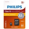 Atminties kortelė Philips FM32MP45B/00, 32 GB, „Micro SDXC“, 10 klasė, UHS-I, 80 MB/s, 1 klasė (U1)