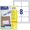 Lipnios etiketės Avery Zweckform, A4, 97x67,7mm, 8 etiketės lape, su rėmeliu, 100 lapų, baltos spalvos