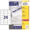 AVERY L7180-100, balta, lipnių etikečių spausdintuvas, A4, stačiakampės, 70 mm, 36 mm